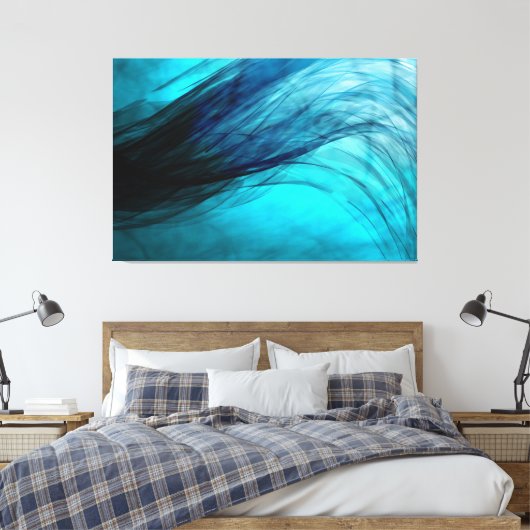Wave-Blue - Canvasprint Canvas Afdruk (Insitu (Slaapkamer))