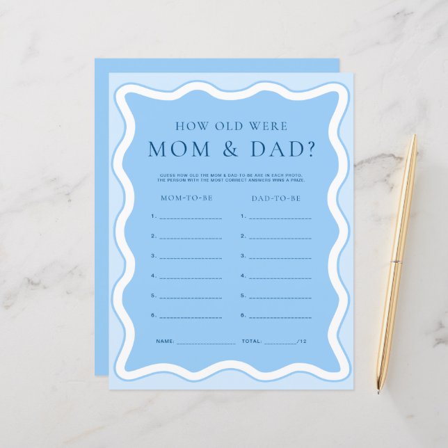 Wave Blue Hoe oud waren mam en pap fotospel (Voorkant / Achterkant in situ)