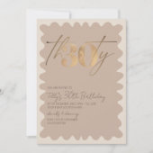 Wave border neutraal goud moderne 30e verjaardag kaart (Voorkant)