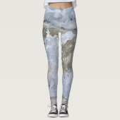Wave Break Waterverf Abstracte kunst Leggings (Voorkant)