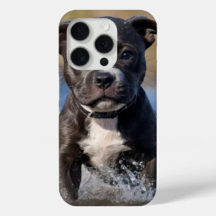 Wave Chaser: Een Staffy Puppy in het spel in de oc iPhone 15 Pro Case