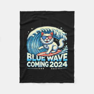 Wave Coming 2024 Cat Owners Kamala Harris 2024 Des Fleece Deken