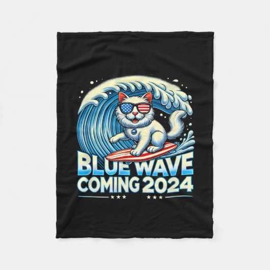 Wave Coming 2024 Cat Owners Kamala Harris 2024 Des Fleece Deken (Voorkant)