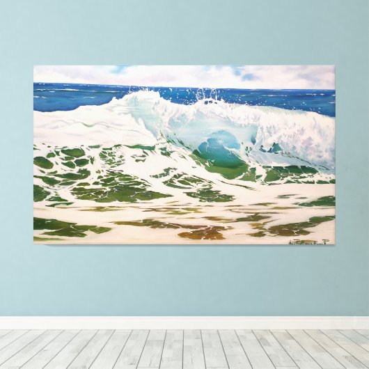 Wave Crash on the Shore: Realistic Seascape  Canvas Afdruk (Insitu (Houten vloer))