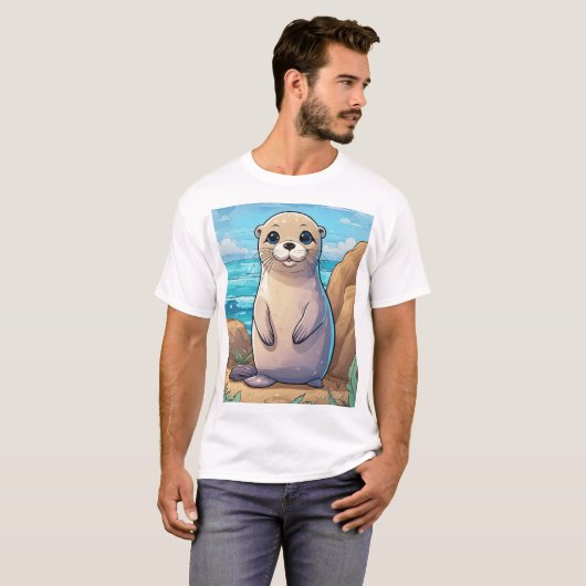 Wave Dancer - Speelse zeehond in actie T-shirt (Voorkant volledig)