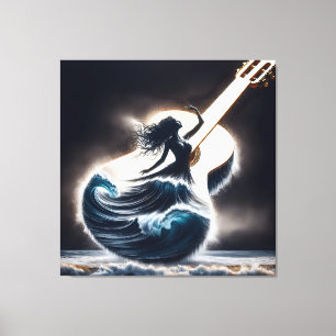 Wave danser in gitaar canvas afdruk