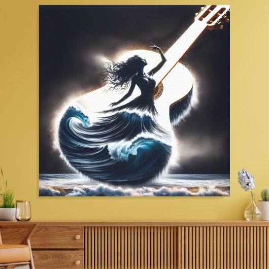 Wave danser in gitaar canvas afdruk (Insitu (Woonkamer))