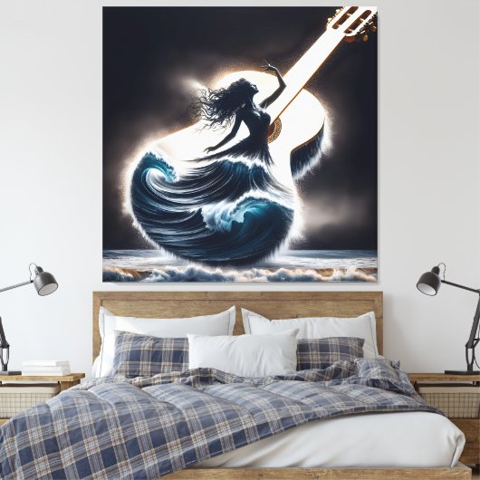 Wave danser in gitaar canvas afdruk (Insitu (Slaapkamer))