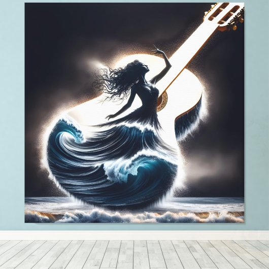Wave danser in gitaar canvas afdruk (Insitu (Houten vloer))