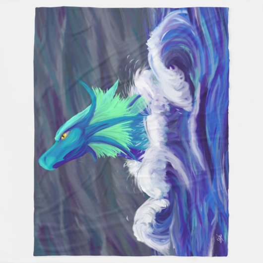Wave Dragon Fleece Deken (Voorkant)