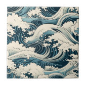 Wave Elegance: Hokusai-Inspired japanese art Tegeltje (Voorkant)