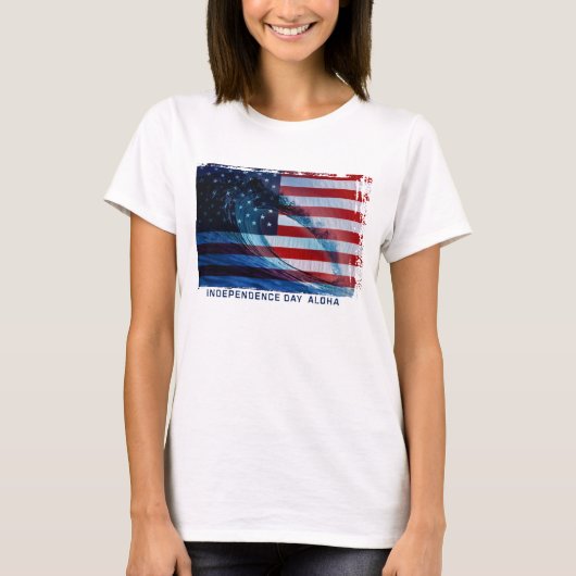 Wave Flag USA Dames T-shirts (Voorkant)