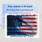 Wave Flag USA Patriottische Partij Uitnodigingen (Voorkant / Achterkant)