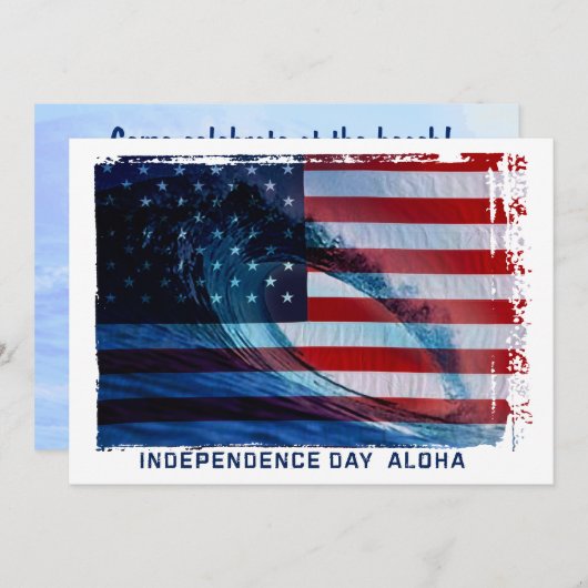 Wave Flag USA Patriottische Partij Uitnodigingen (Voorkant / Achterkant)