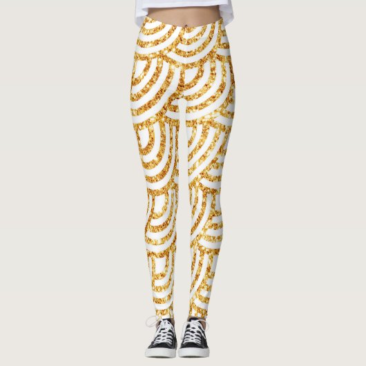 Wave Gold Sun Glitter Boho Popular Collectie Leggings (Voorkant)