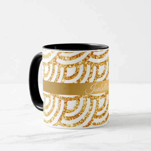 Wave Gold Sun Glitter Boho Popular Collectie Mok (Voorkant links)