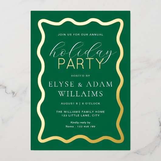 Wave Green feestdag Folie Uitnodiging (Voorkant)