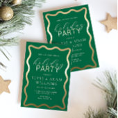 Wave Green feestdag Folie Uitnodiging