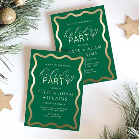 Wave Green feestdag Folie Uitnodiging