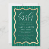 Wave Green Stripe Hucks Party Uitnodiging (Voorkant)