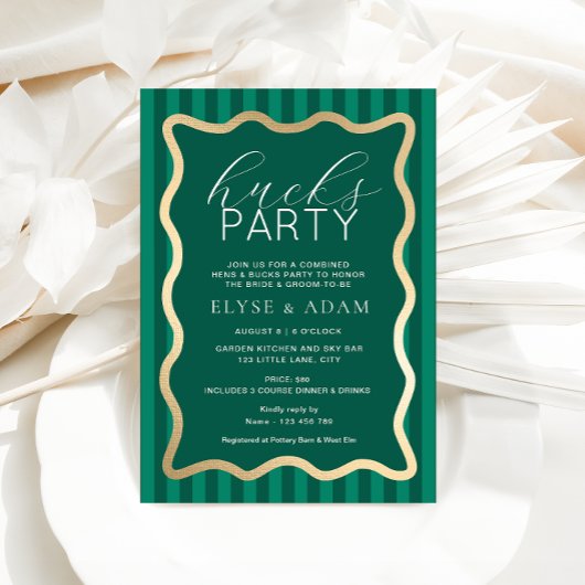 Wave Green Stripe Hucks Party Uitnodiging