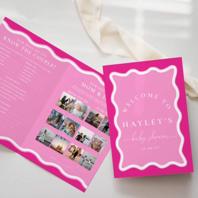 Wave Hot Pink Baby shower Game Boekje (Baby Shower Game Booklet Wave Hot Pink )