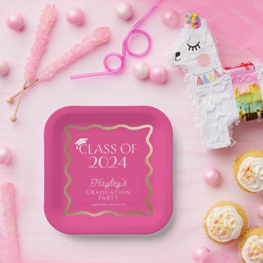 Wave Hot Pink Graduation Party Welkom Papieren Bordje (Feest)