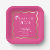 Wave Hot Pink Graduation Party Welkom Papieren Bordje (Voorkant)