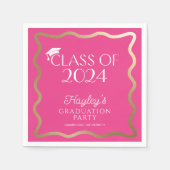 Wave Hot Pink Graduation Party Welkom Servet (Voorkant)