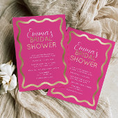 Wave Hot Pink Vrijgezellenfeest Folie Uitnodiging