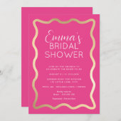 Wave Hot Pink Vrijgezellenfeest Kaart (Voorkant / Achterkant)