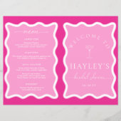 Wave Hot Pink Vrijgezellenfeest spel en menu boekj (Voorkant)