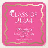 Wave Hot Roze Afstudeerfeest Welkom Kartonnen Onderzetters (Voorkant)