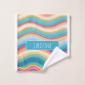 Wave kleurrijke aangepaste gepersonaliseerde patro bad handdoek (Wasdoekje)