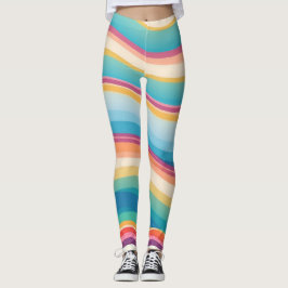 Wave kleurrijke aangepaste gepersonaliseerde patro leggings