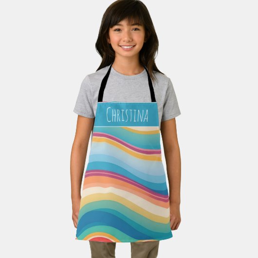 Wave kleurrijke aangepaste gepersonaliseerde patro schort (Insitu)