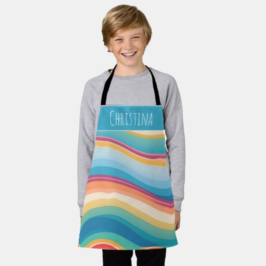 Wave kleurrijke aangepaste gepersonaliseerde patro schort (Gedragen)