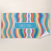 Wave kleurrijke aangepaste gepersonaliseerde patro strandlaken (Voorkant)