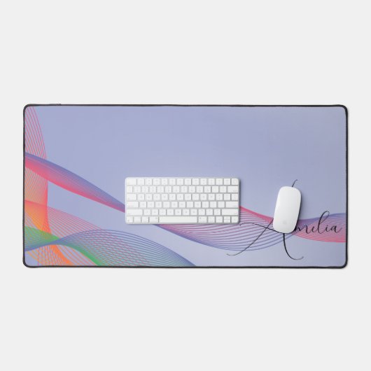 Wave lavendel oranje groene verloop bureaumat (Keyboard & Muis)