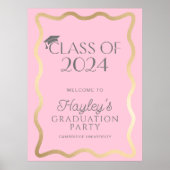 Wave Licht Roze Goud Afstudeerfeest Welkom Poster (Voorkant)