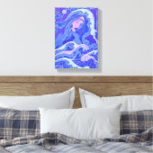 Wave, Mermaid, Fantasy Art Asian Girl, Blue & Pink Canvas Afdruk (Insitu (Slaapkamer))