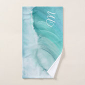 Wave Ocean Aqua Beach Blauw Modern Scene Bad Handdoek (Handdoek)