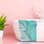 Wave Ocean Aqua Beach Blauw Modern Scene Bad Handdoek