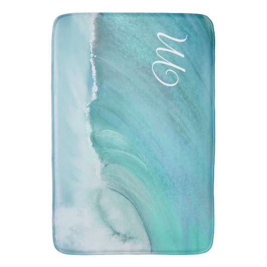Wave Ocean Aqua Beach Blauw Modern Scene Badmat (Voorkant Verticaal)