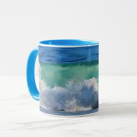 Wave Ocean Splash Beach Art Mok (Voorkant links)