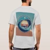 Wave of Change: een minimalistische schets van oce T-shirt (Achterkant)