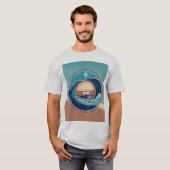 Wave of Change: een minimalistische schets van oce T-shirt (Voorkant volledig)