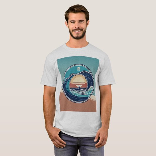 Wave of Change: een minimalistische schets van oce T-shirt (Voorkant volledig)