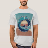 Wave of Change: een minimalistische schets van oce T-shirt (Voorkant)