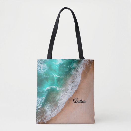 Wave on Sandy Beach Persoonlijk Tote Bag (Voorkant)